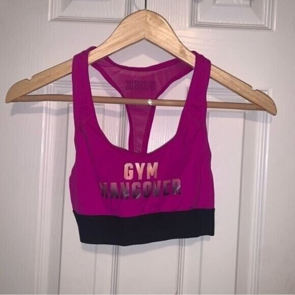 PINK Victoria Secret Hot Pink Gym Yoga Hangover Razor Back Sports Bra Size XS - Picture 2 of 7
